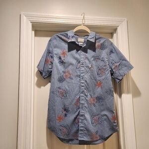 Walker refinery chambray Hawaiian button down shirt mens size medium